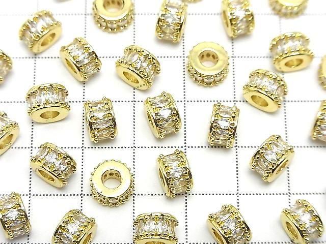 メタルパーツ ロンデル8.5×8.5×5.5mm ゴールドカラー(CZ付) 2個 サムネイル4