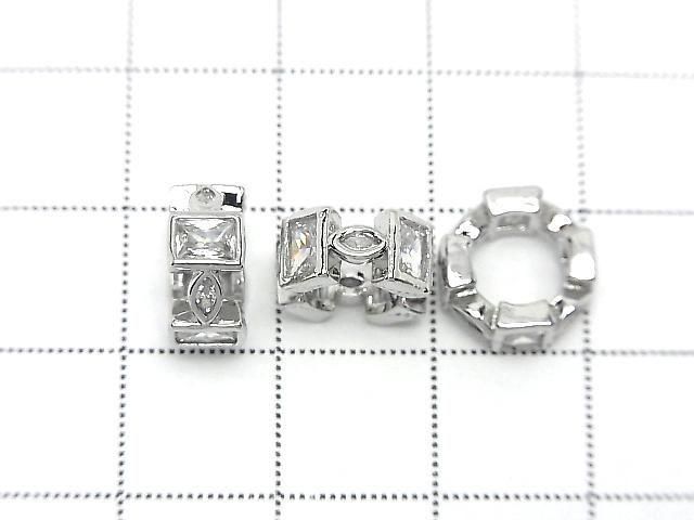 メタルパーツ ロンデル10.5×10.5×5mm シルバーカラー(CZ付) 2個 サムネイル2