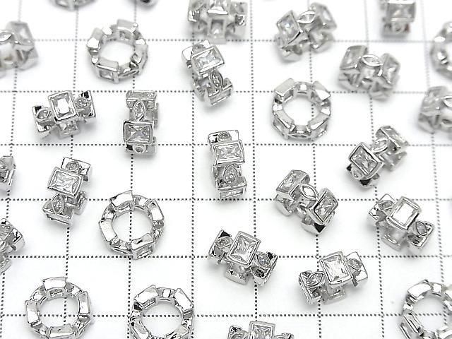 メタルパーツ ロンデル10.5×10.5×5mm シルバーカラー(CZ付) 2個 サムネイル4