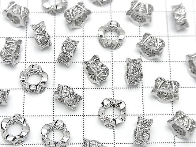 メタルパーツ ロンデル10×10×5mm シルバーカラー(CZ付) 2個 サムネイル4