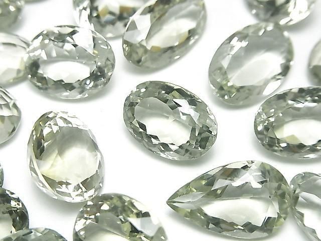 【動画】宝石質グリーンアメジストAAA ルース ミックスシェイプ ファセットカット 3粒の画像