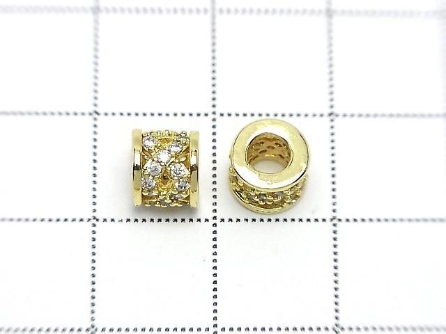 メタルパーツ ロンデル7×7×6mm ゴールドカラー(CZ付) 2個 サムネイル2