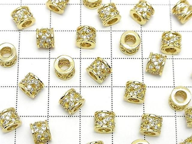 メタルパーツ ロンデル7×7×6mm ゴールドカラー(CZ付) 2個 サムネイル4