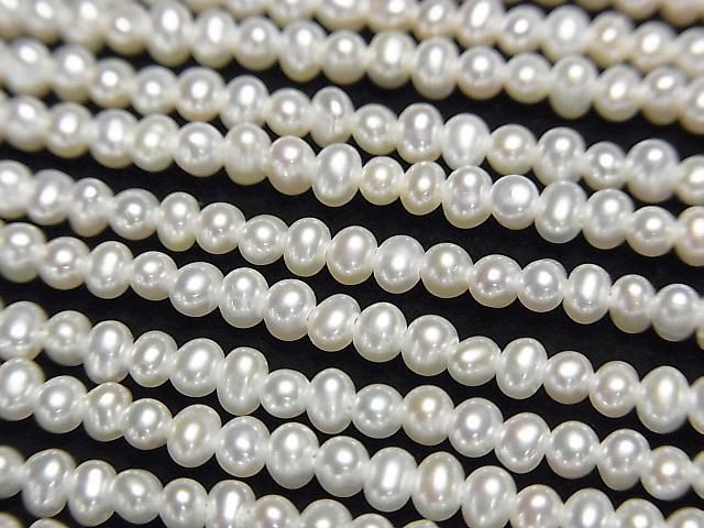 【動画】淡水真珠AA++ ポテト2.5~3mm ホワイト 1連(約37cm)の画像