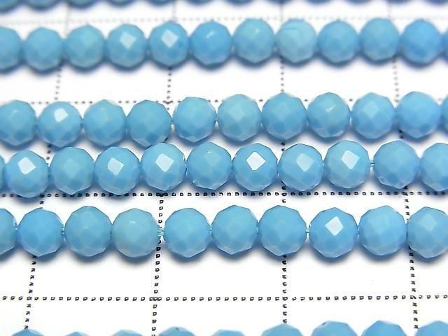 【動画】【素晴らしい輝き】マグネサイトターコイズ 32面ラウンドカット4mm 1連(約37cm) サムネイル2