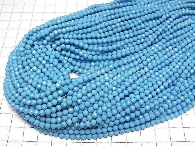 【動画】【素晴らしい輝き】マグネサイトターコイズ 32面ラウンドカット4mm 1連(約37cm) サムネイル4