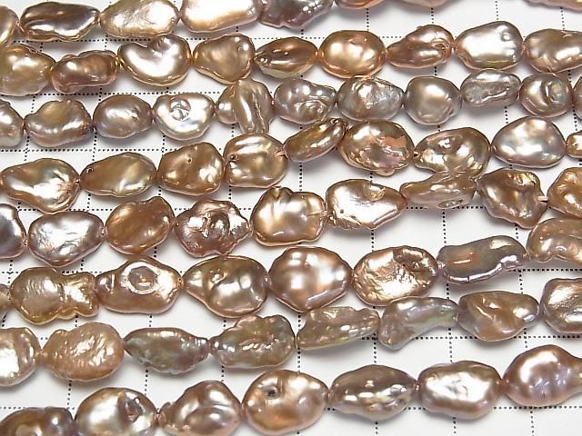 【動画】淡水真珠 ケシパールAA バロック7~12mm ブロンズゴールド 1連(約37cm) サムネイル3