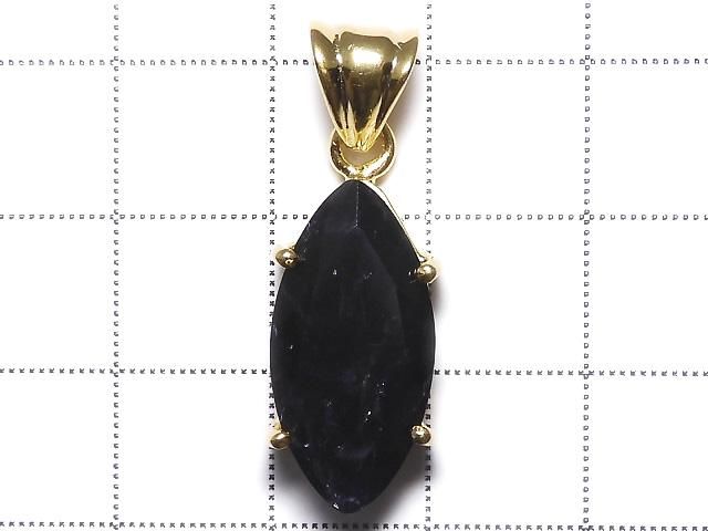 【動画】【1点もの】宝石質アイオライトAAA- ファセットカットペンダントトップ 18KGP製 NO.35 サムネイル2