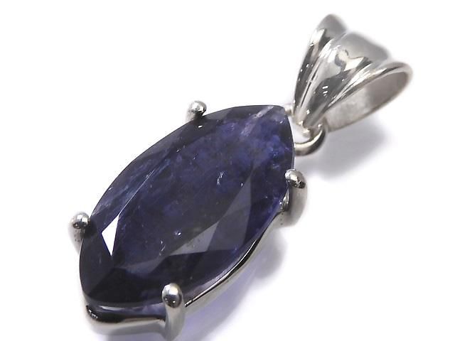 【動画】【1点もの】宝石質アイオライトAAA- ファセットカットペンダントトップ SILVER925製 NO.38の画像