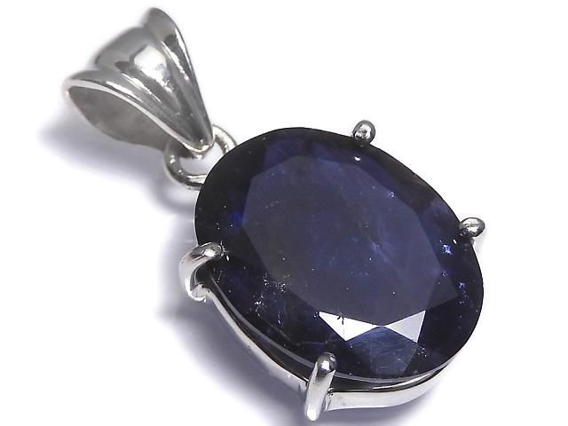 【動画】【1点もの】宝石質アイオライトAAA- ファセットカットペンダントトップ SILVER925製 NO.39の画像