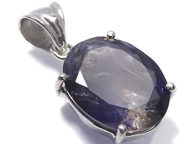 【動画】【1点もの】宝石質アイオライトAAA- ファセットカットペンダントトップ SILVER925製 NO.43の画像