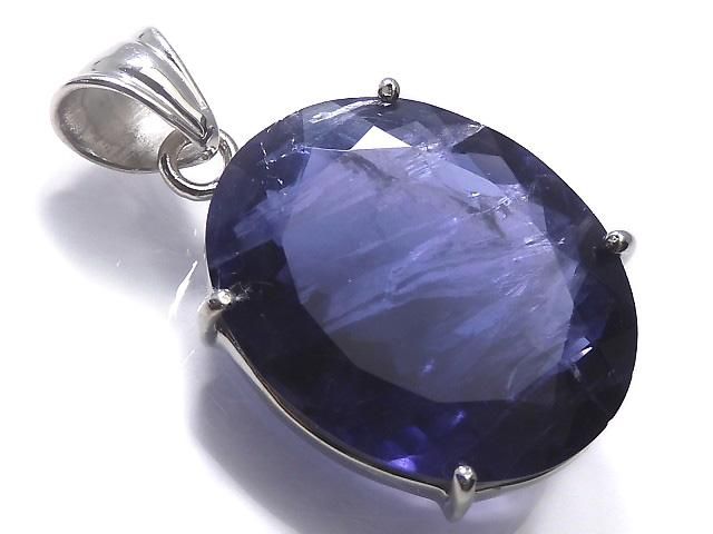 【動画】【1点もの】宝石質アイオライトAAA- ファセットカットペンダントトップ SILVER925製 NO.44の画像
