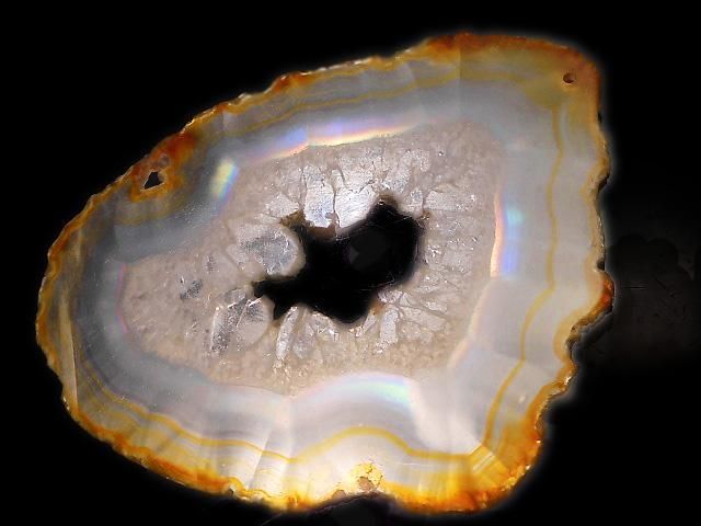 【動画】【1点もの】イリスアゲート スライス 穴あき 1個 NO.206の画像