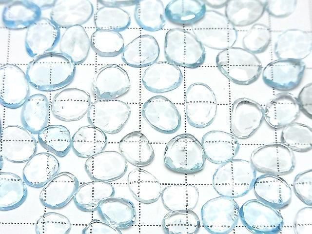 【動画】宝石質スカイブルートパーズAAA- ルース フリーフォーム 片面ローズカット 3個 サムネイル4
