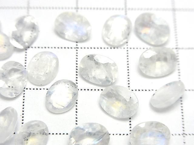 【動画】宝石質レインボームーンストーンAAA- ルース オーバルファセットカット8×6mm 3粒 サムネイル2