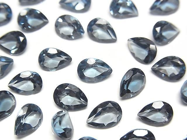 【動画】宝石質ロンドンブルートパーズAAA ルース ペアシェイプファセットカット7×5mm 【ライトカラー】 5粒の画像