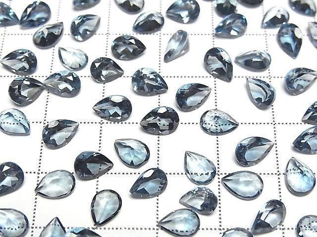 【動画】宝石質ロンドンブルートパーズAAA ルース ペアシェイプファセットカット7×5mm 【ライトカラー】 5粒 サムネイル3