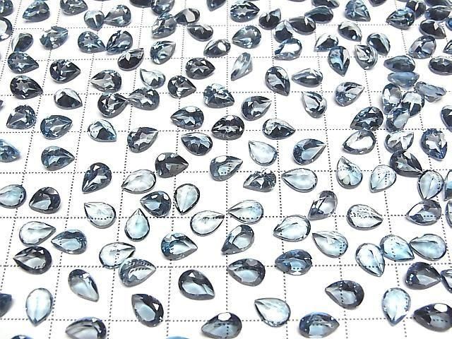 【動画】宝石質ロンドンブルートパーズAAA ルース ペアシェイプファセットカット7×5mm 【ライトカラー】 5粒 サムネイル4
