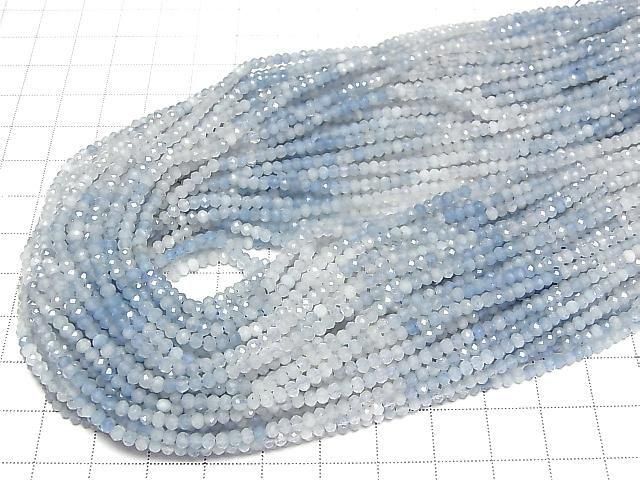 【動画】【素晴らしい輝き】アクアマリンAA+ ボタンカット3×3×2mm 1連(約37cm) サムネイル4