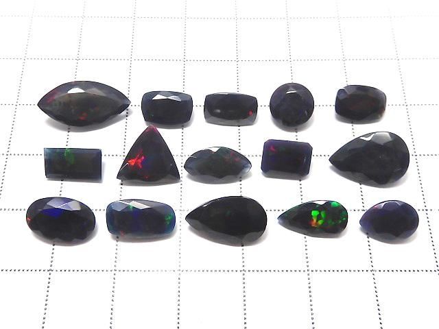 【動画】【1点もの】宝石質ブラックオパールAAA ルース ファセットカット 15粒セット NO.2 サムネイル2