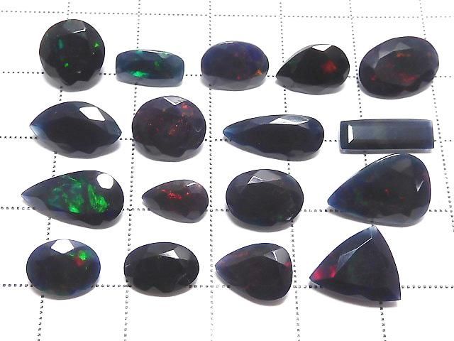 【動画】【1点もの】宝石質ブラックオパールAAA ルース ファセットカット 17粒セット NO.3 サムネイル2