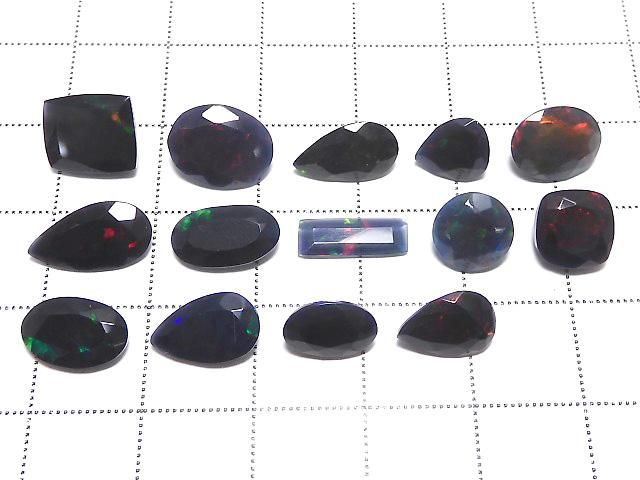 【動画】【1点もの】宝石質ブラックオパールAAA ルース ファセットカット 14粒セット NO.4 サムネイル2