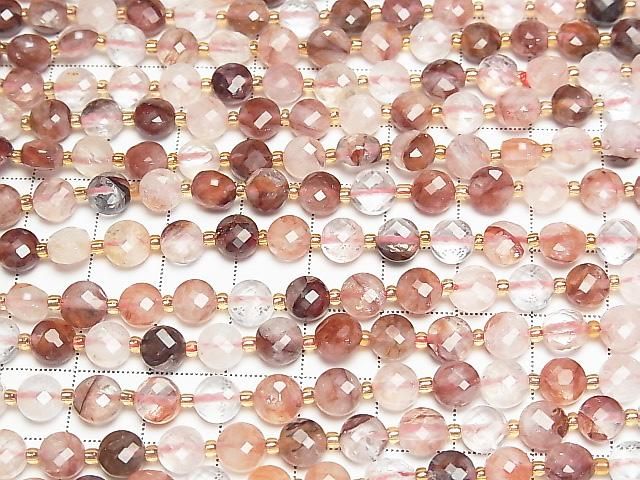 【動画】【素晴らしい輝き】レッドヘマタイトクォーツ コインカット6×6×4mm 半連/1連(約36cm) サムネイル3