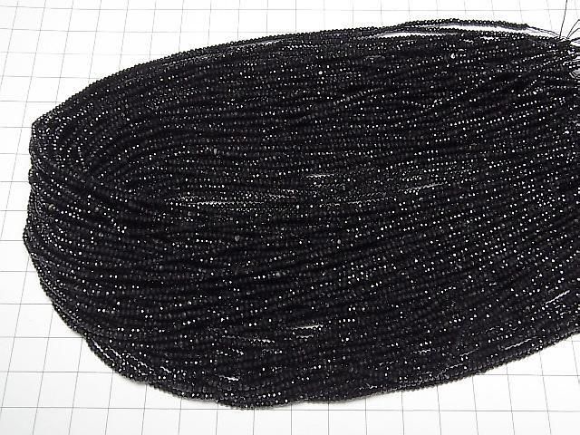 【動画】【素晴らしい輝き】ブラックトルマリンAAA- ボタンカット2×2×1mm 1連(約37cm) サムネイル4