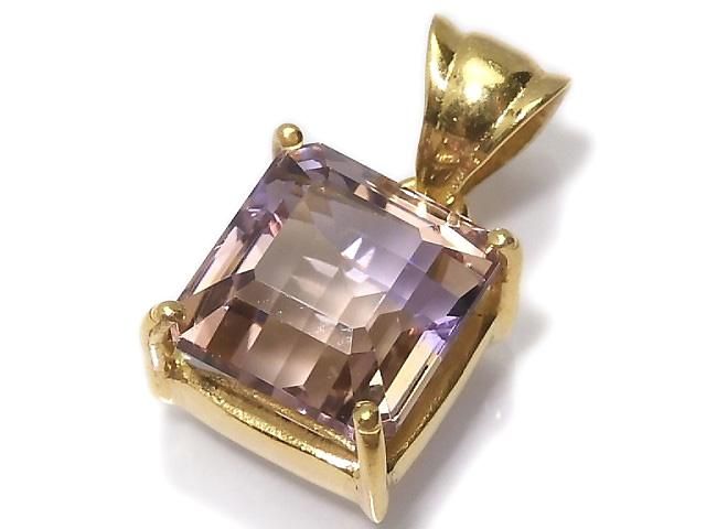 【動画】【1点もの】宝石質アメトリンAAA ファセットカットペンダントトップ 18KGP製 NO.117の画像