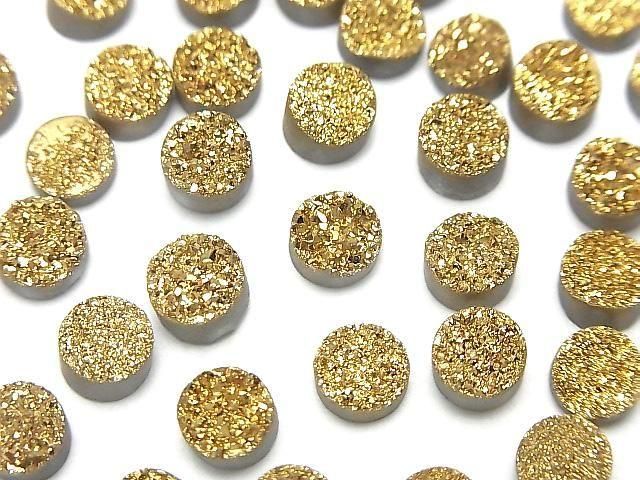 【動画】ドゥルージーアゲート ラウンド カボション6×6mm ゴールドコーティング 5個の画像