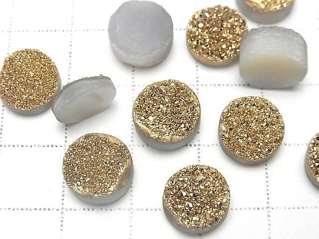 【動画】ドゥルージーアゲート ラウンド カボション10×10mm ゴールドコーティング 3個 サムネイル2