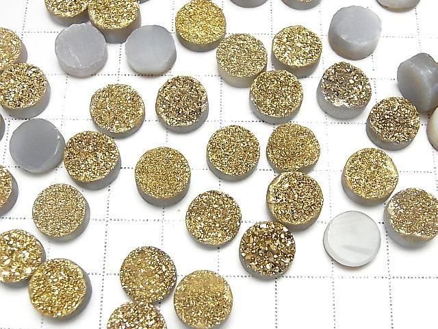 【動画】ドゥルージーアゲート ラウンド カボション10×10mm ゴールドコーティング 3個 サムネイル4