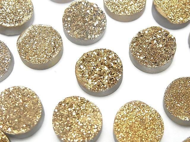 【動画】ドゥルージーアゲート ラウンド カボション12×12mm ゴールドコーティング 2個の画像