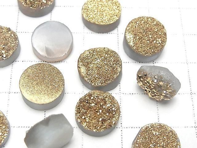 【動画】ドゥルージーアゲート ラウンド カボション12×12mm ゴールドコーティング 2個 サムネイル2