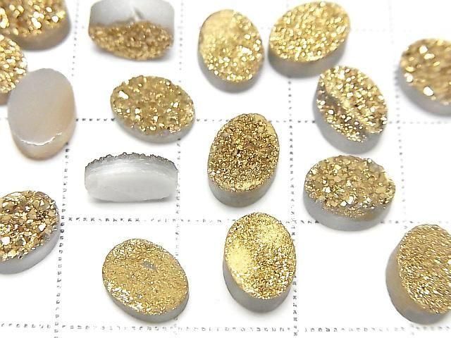 【動画】ドゥルージーアゲート オーバル カボション8×6mm ゴールドコーティング 4個 サムネイル2