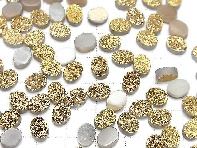 【動画】ドゥルージーアゲート オーバル カボション8×6mm ゴールドコーティング 4個 サムネイル4