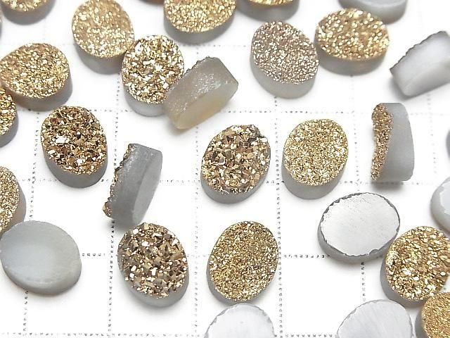 【動画】ドゥルージーアゲート オーバル カボション10×8mm ゴールドコーティング 3個 サムネイル3