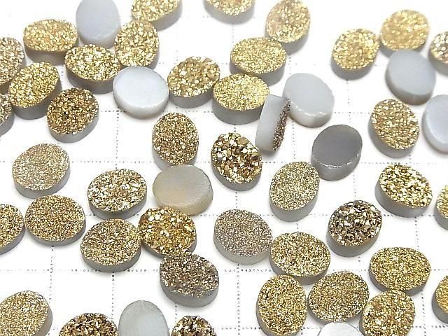 【動画】ドゥルージーアゲート オーバル カボション10×8mm ゴールドコーティング 3個 サムネイル4