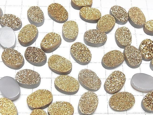 【動画】ドゥルージーアゲート オーバル カボション14×10mm ゴールドコーティング 2個 サムネイル4