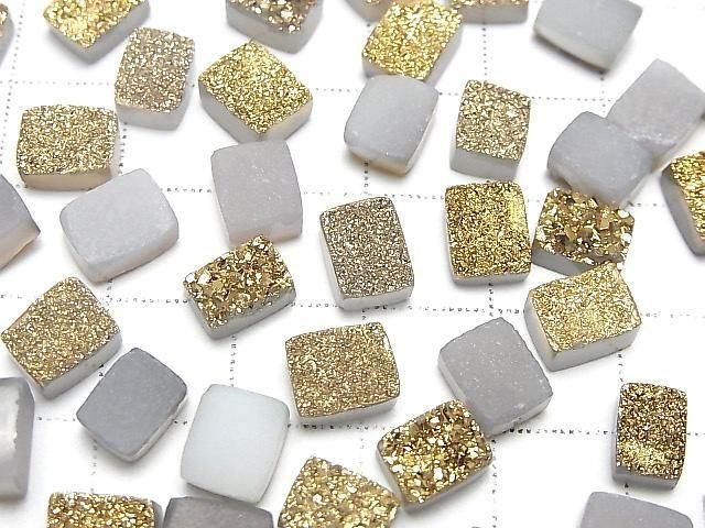 【動画】ドゥルージーアゲート レクタングル カボション8×6mm ゴールドコーティング 5個 サムネイル3