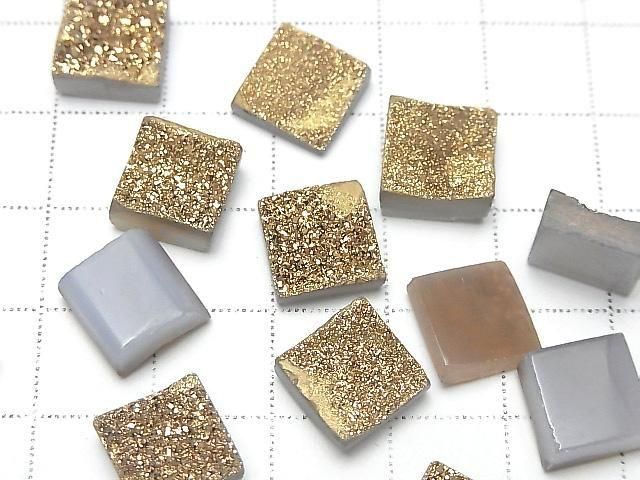 【動画】ドゥルージーアゲート スクエア カボション10×10mm ゴールドコーティング 2個 サムネイル2