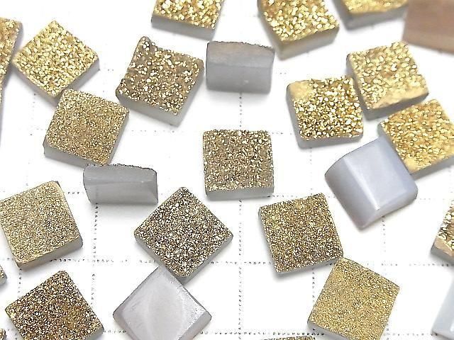 【動画】ドゥルージーアゲート スクエア カボション10×10mm ゴールドコーティング 2個 サムネイル3