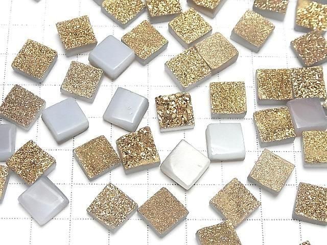 【動画】ドゥルージーアゲート スクエア カボション10×10mm ゴールドコーティング 2個 サムネイル4