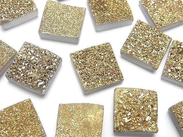 【動画】ドゥルージーアゲート スクエア カボション12×12mm ゴールドコーティング 1個の画像