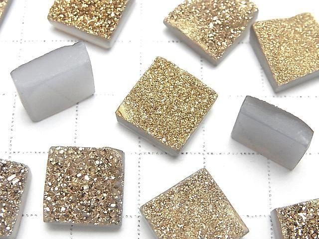 【動画】ドゥルージーアゲート スクエア カボション12×12mm ゴールドコーティング 1個 サムネイル2