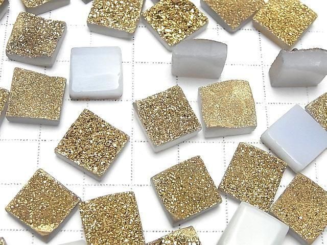 【動画】ドゥルージーアゲート スクエア カボション12×12mm ゴールドコーティング 1個 サムネイル3