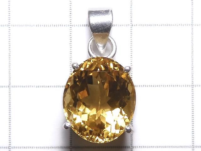 【動画】【1点もの】宝石質ブランデーシトリンAAA ファセットカットペンダントトップ SILVER925製 NO.76 サムネイル2
