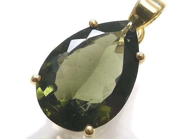 【動画】【1点もの】モルダバイトAAA ファセットカットペンダントトップ 18KGP製 NO.115の画像