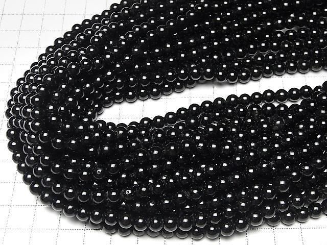 【動画】ブラックトルマリン ラウンド6mm 【2mm穴】 1連(約36cm) サムネイル4