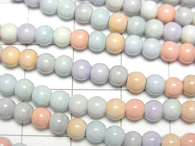 【動画】アラシャンアゲート(阿拉善瑪瑙) パステルカラー ラウンド4mm 1連(約38cm) サムネイル2